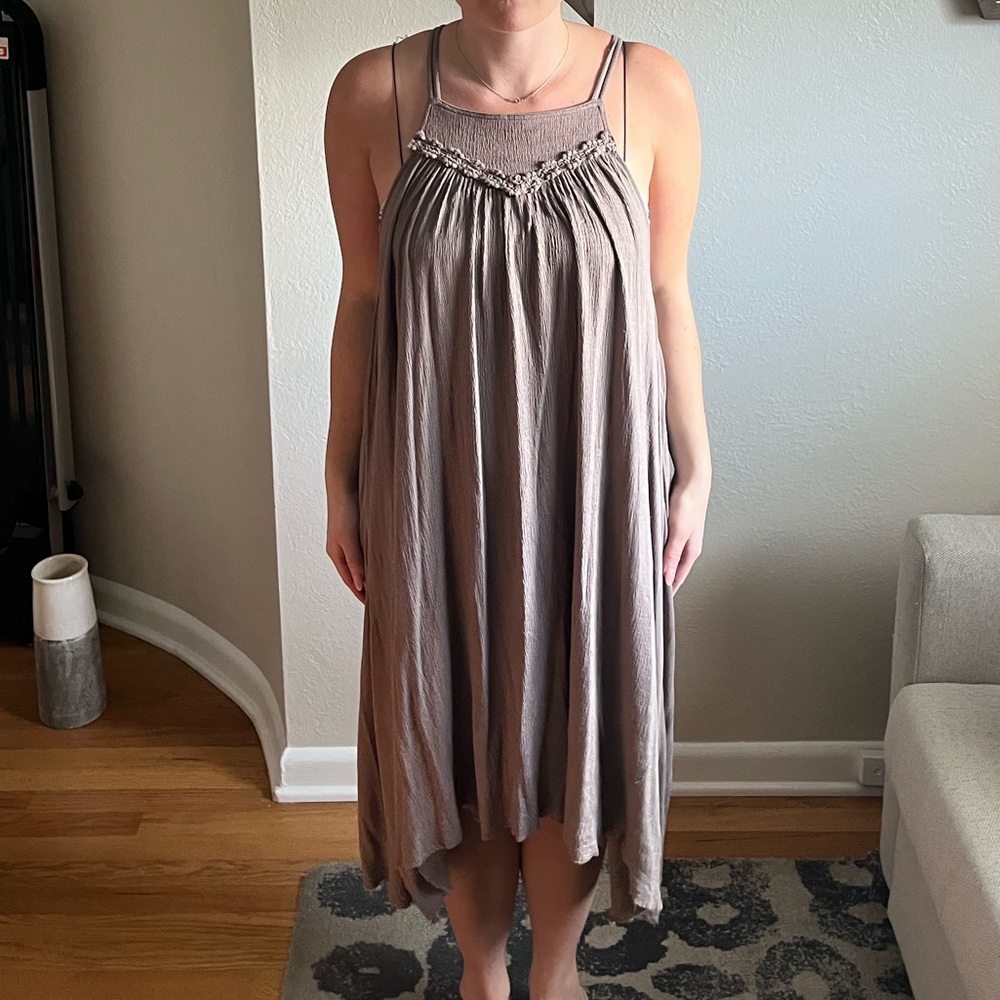 Beige Free People midi dress size small